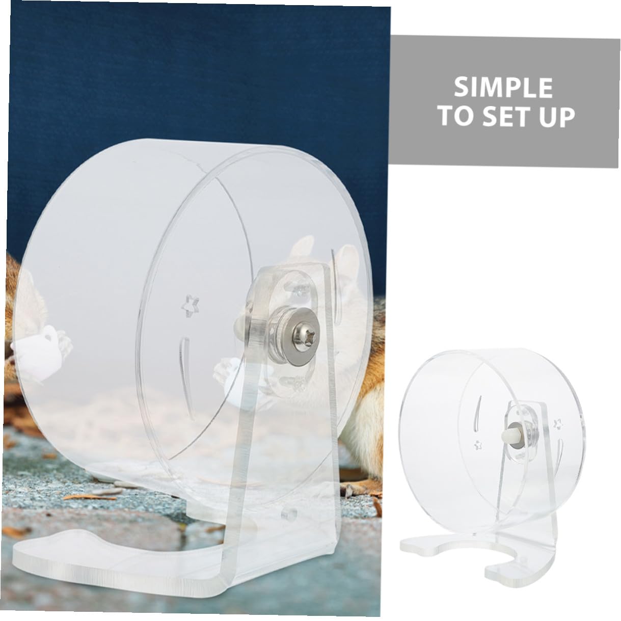 Rueda para Hámster Silenciosa con Soporte Superficie Amplia y Transparente para Ejercicio Saludable de Pequeños Roedores Fácil Instalación y Funcionamiento Silencioso