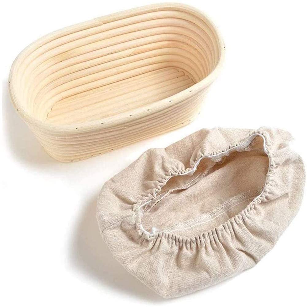 2 Stück Ovaler Brotgärkorb Aus Rattan Mit Leineneinsatz - 28x15x8cm, Für Sauerteigbrot
