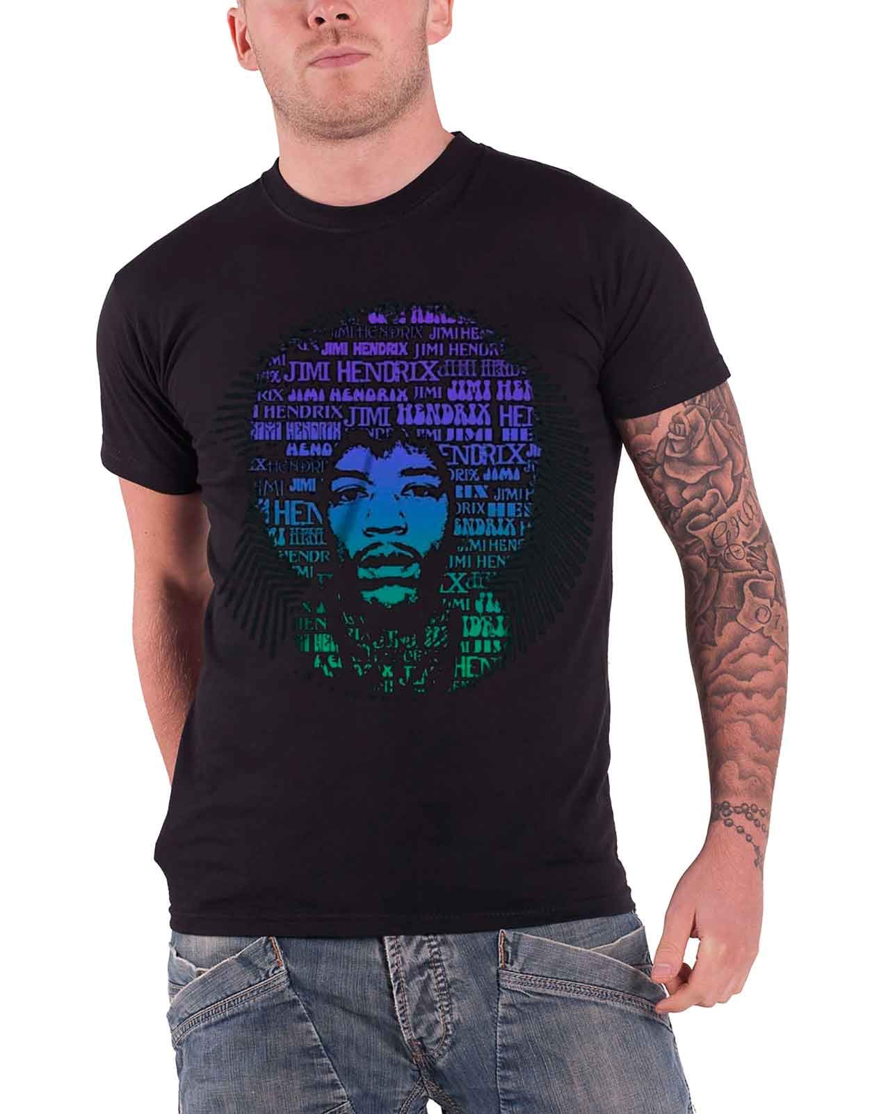 Jimi Hendrix T Shirt Afro Speech Groovy Band Logo Official Mens Black XXL