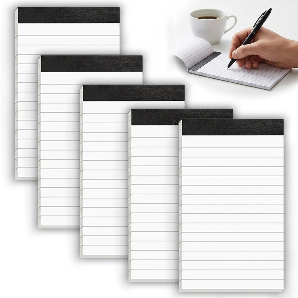 Guline 5 Pack A7 Small Notepads Refills, Mini Pocket Notebook 3 x 5 Inch Lined Writing Note Pads with 30 Sheets, Memo Pad Paper for Office School Home Shopping To Do Lists Journals Reminders