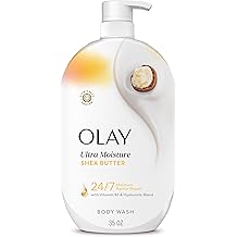 Olay Body Wash for Women, Ultra Moisture, 24/7 Moisture Barrier Repair, Hydrating Formula for Visibly Healthy Soft Skin, Vitamin B3 &amp; Hyaluronic Blend, For All Skin Types, Shea Butter Scent, 35 fl oz
