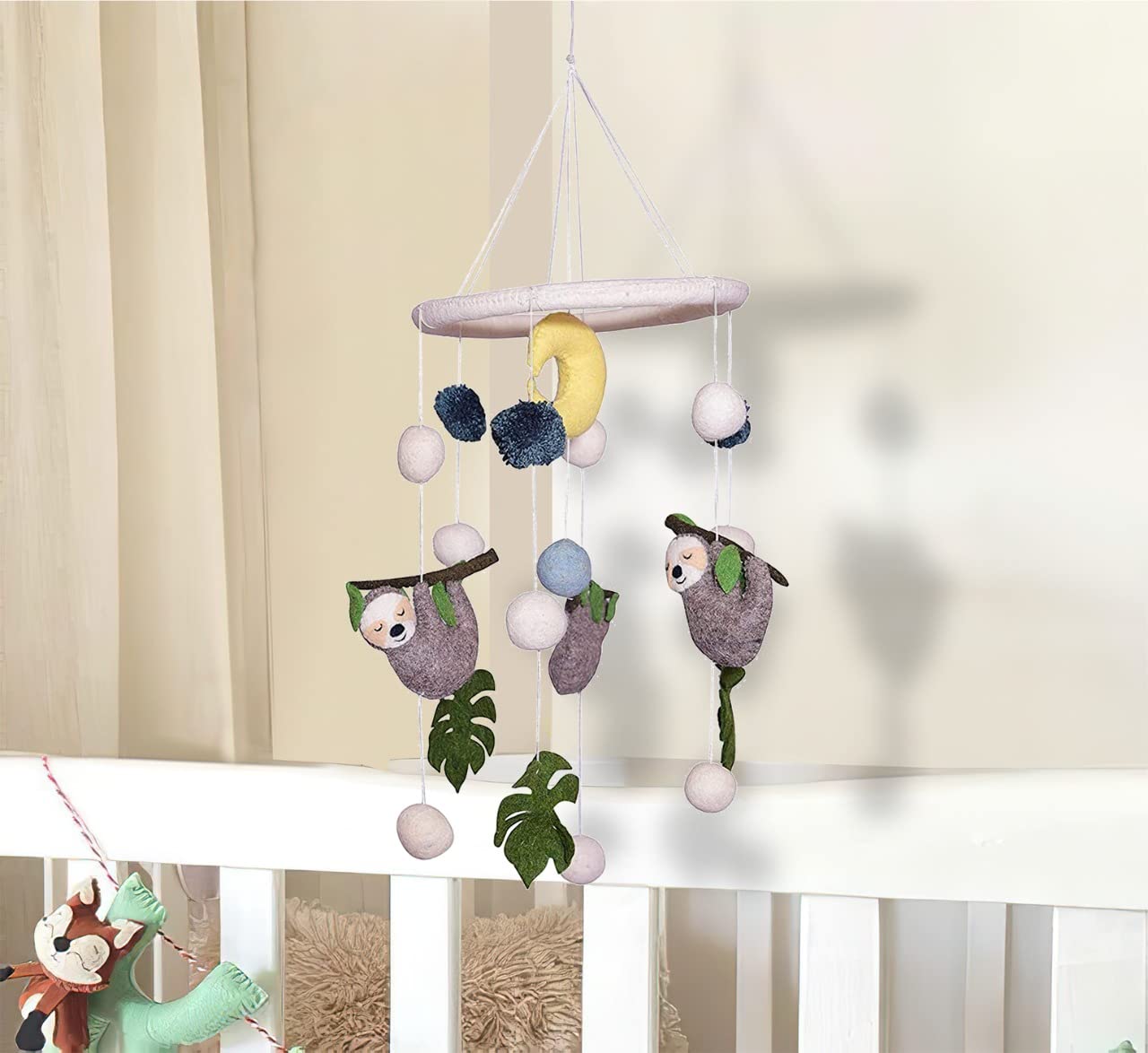THB Baby Mobile Colobus Monkey Safari Animal Nursery Decoration Newborn Shower Gift Birthday Gift | Baby Bed Decoration for Boys and Girls Toys Figure Playing Set for Babies | DIY Hanging 1