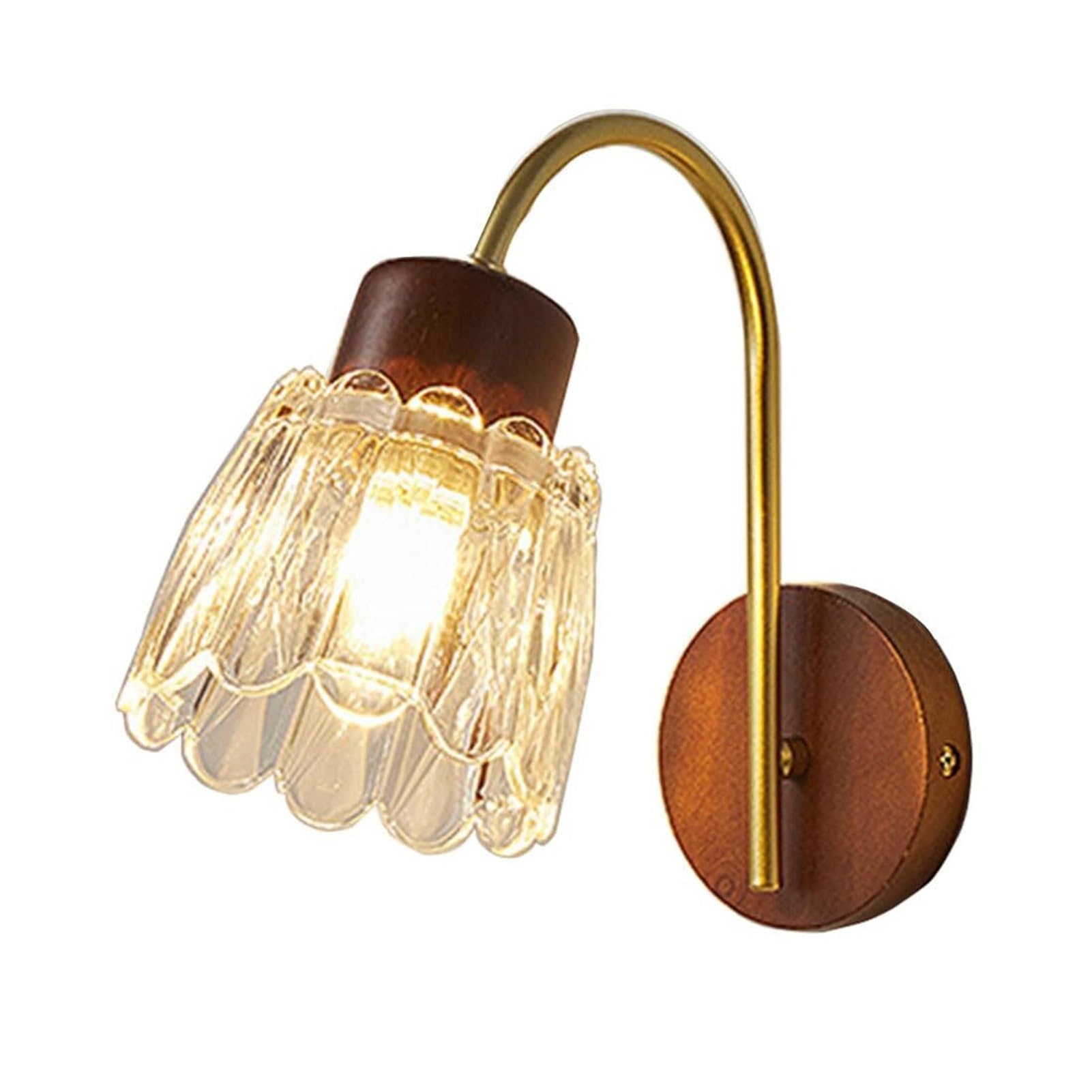 HUAYUSEDF Industrial Flower Glass Rustic Gooseneck Nordic Wall Sconce for Living Room Bedroom Bedside Porch Entryway(B)
