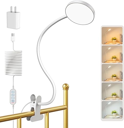 KAiSnova 10W 66 LED Clip en luz 5 colores y 10 niveles de brillo Clip de la lámpara de la lámpara en la lámpara de escritorio 2 temporizadores