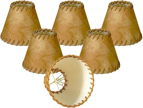 Miniatura 1 de Royal Designs, Inc. CS-973-6-6 - Lámpara de araña redonda de piel sintética de 2 tonos, color marrón medio, 3 x 6 x 5, paquete de 6