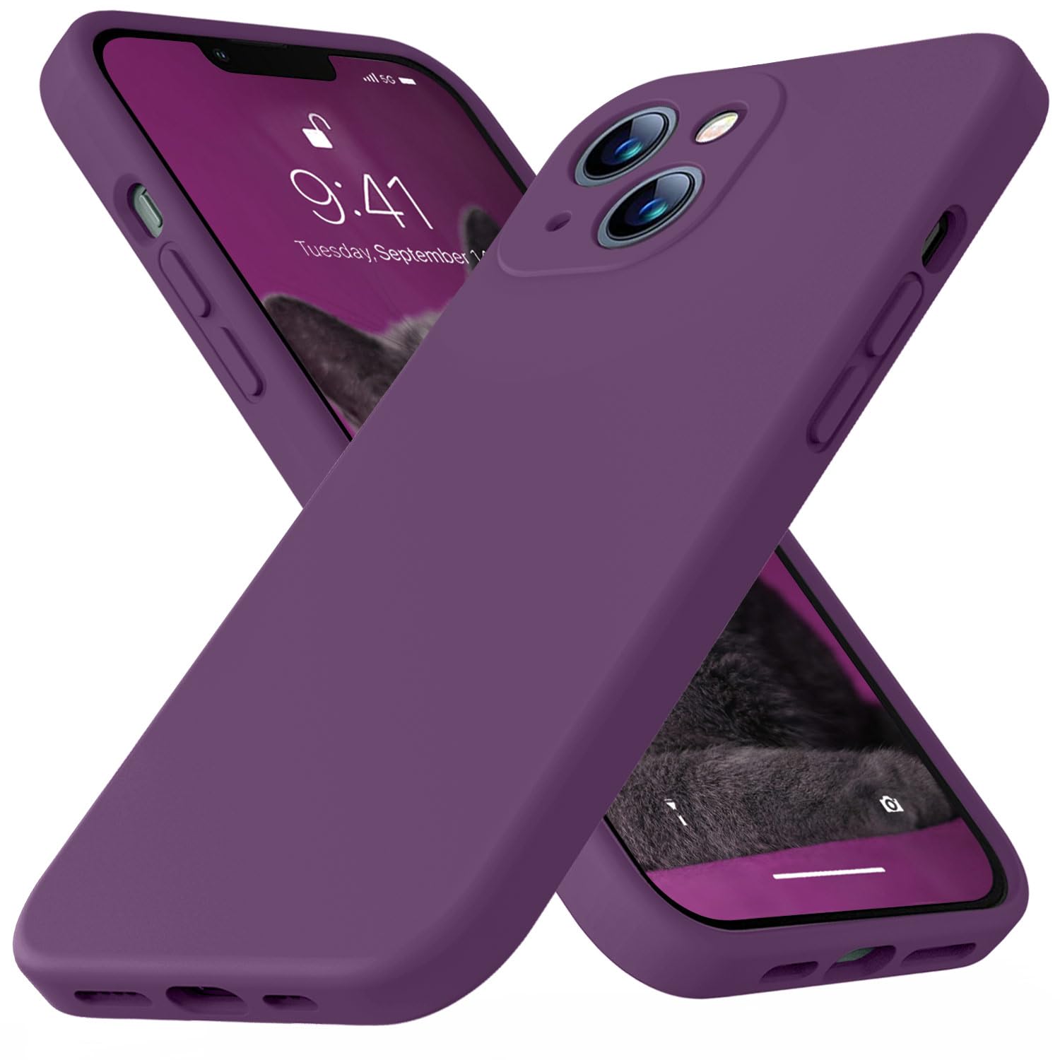 Ktele Compatible with iPhone 13 Case 6.1 inch Premium Liquid Silicone [Soft Microfiber Lining Anti-Scratch] Gel Rubber Full-Body Bumper Protection