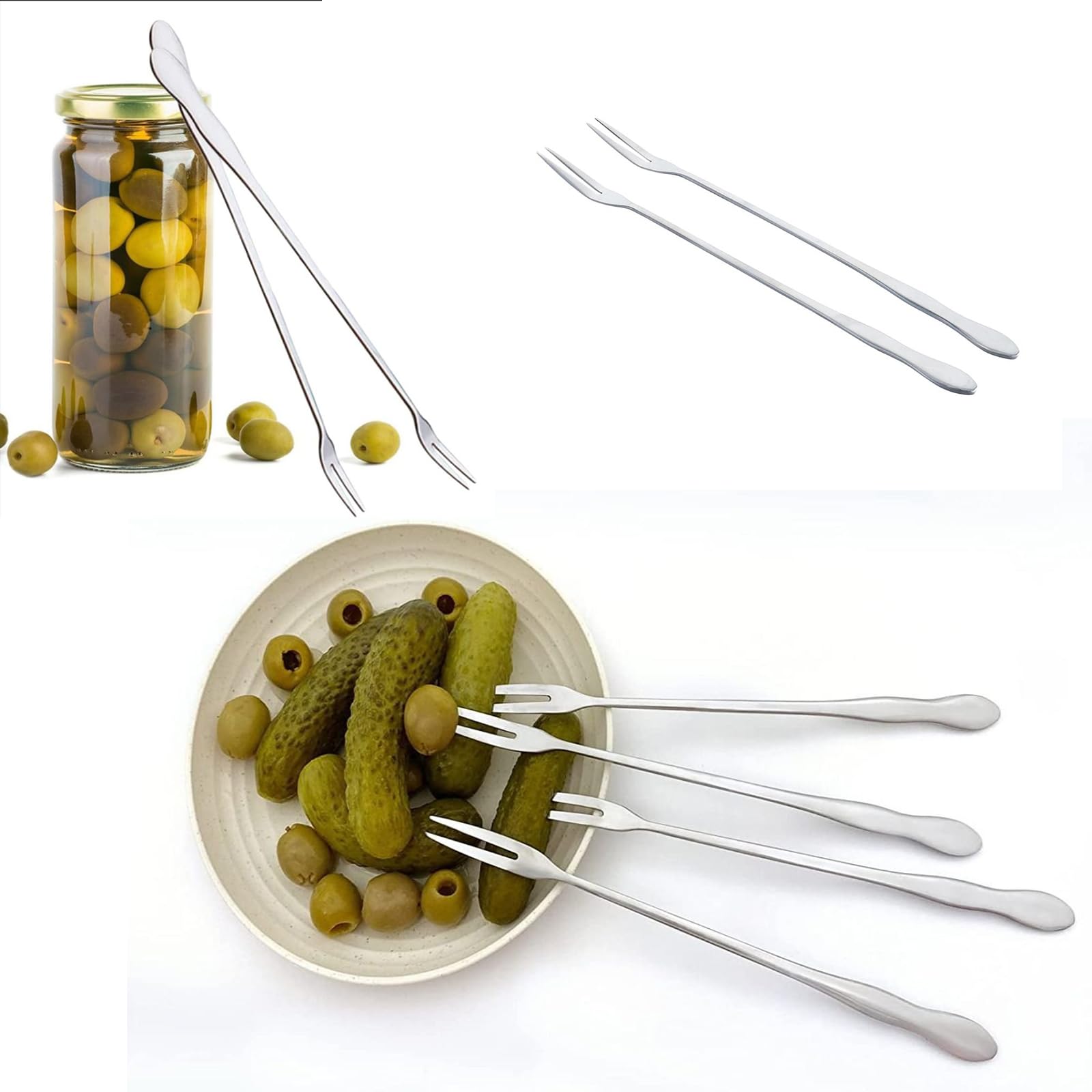 Pack of 5 Pickle Forks Olive Fork pickle grabber,pickle picker for the jar,Cocktail Forks,long handle,8inch — Amazon image 2