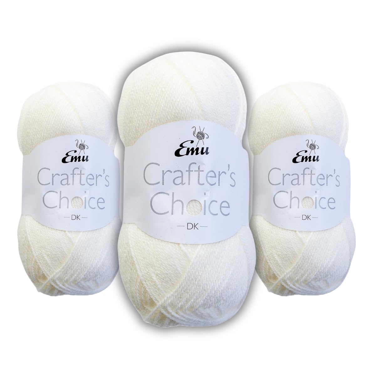 Emu Crafter's Choice DK Everyday Acrylic Yarn 100g Balls 300m, Pack of 3, Cream - 002