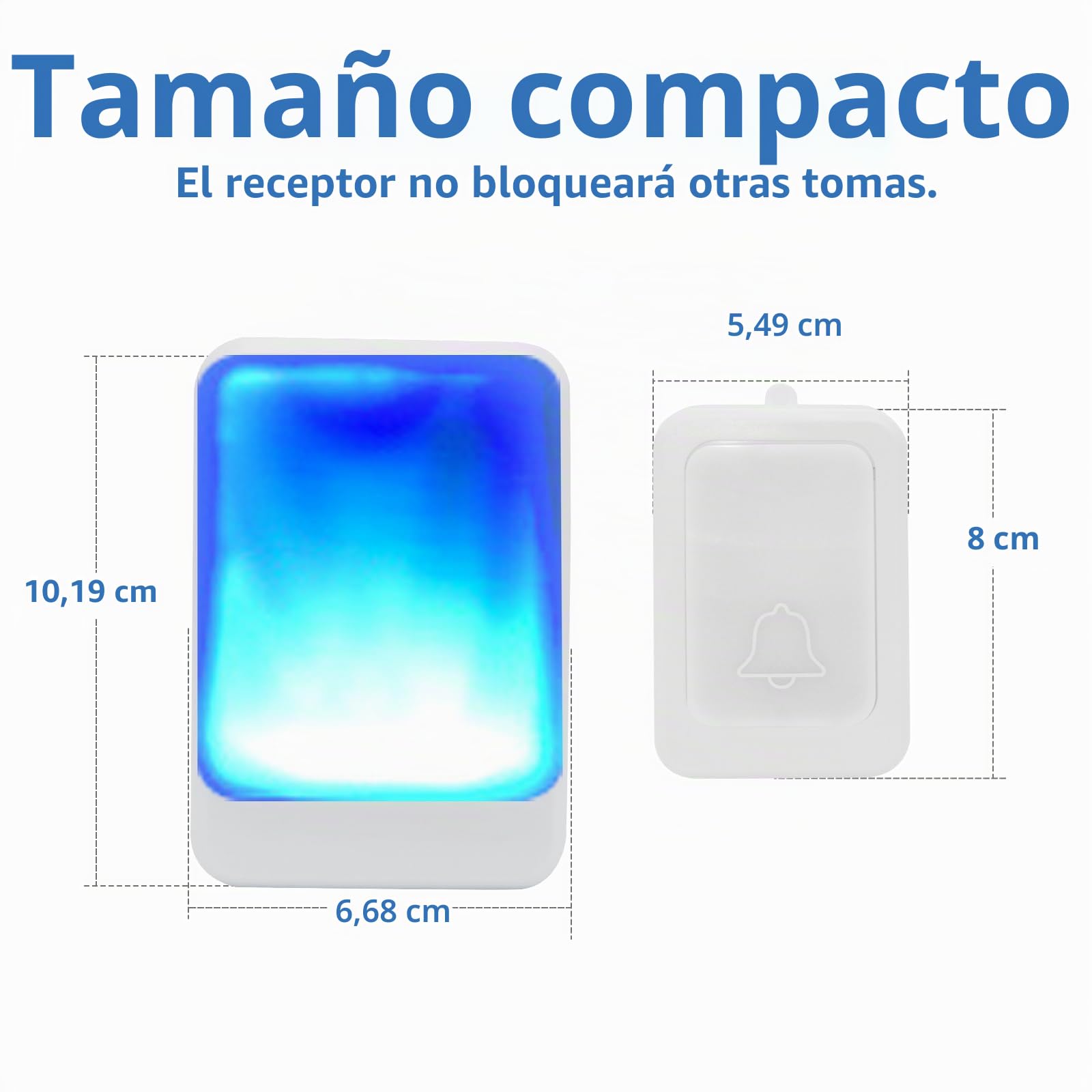 Timbre de puerta con flash fuerte con 7 colores de luz brillante y 4 volúmenes, timbres inalámbricos 183 metros, en casa/oficina, adecuado para ancianos, personas con discapacidad auditiva, 2
