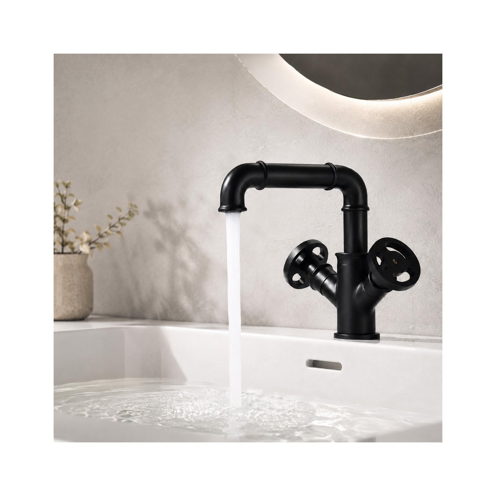 Robinet salle de bain double poignée en laiton pour eau chaude et froide