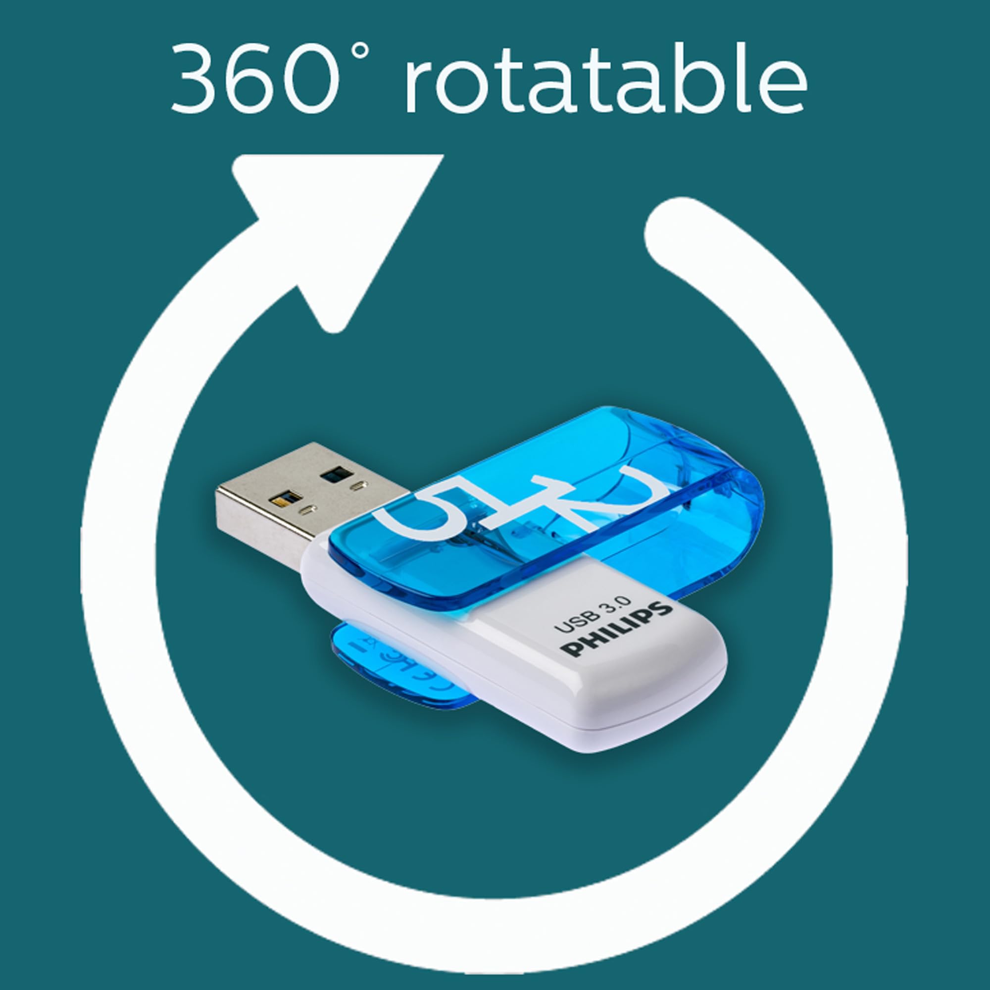 Philips Vivid Édition Super Speed clé USB 3.0 512 Go avec Capuchon pivotant pour PC, Ordinateur Portable, Stockage de données informatiques, Vitesse de Lecture jusqu'à 120 Mo/s