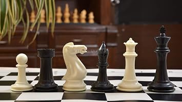 The Chess Master Staunton Series Chess Pieces in Black Dyed & Ivory White Solid Plastic - 3.8" King