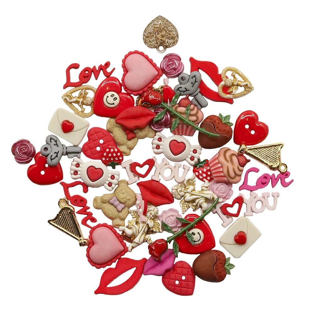 Boutons fantaisie pour cadeaux faits main et décorations de Saint-Valentin uniques