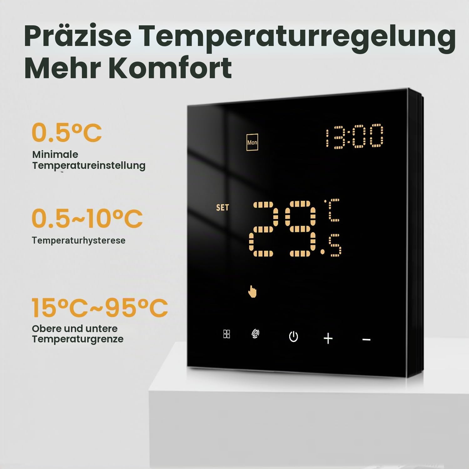 Smart WiFi Thermostat für Wasser-Fußbodenheizung und Gasboiler, Programmierbar Raumthermostat Unterstützen Alexa, Google Home Sprachsteuerung und Smart Life App Fernbedienung (2,4-GHz-WiFi)