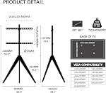 Corner TV Floor Stand for 32-65 Inch TVs, Solid Wood Tripod Easel TV Stand with Height Adjustable, 180°Swivel Modern TV Stand for Bedroom/Living Room, Studio, MAX VESA 600 x 400 mm
