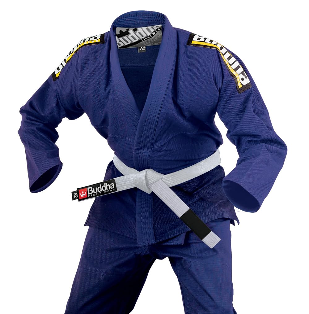 Buddha Fight Wear Kimono Premium Infinity de Jiu Jitsu Brasileño/BJJ Gi con Cinturón Blanco, Unisex Adulto