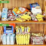 wilfox Pantry Organization, 3 Pack Clear Organizer Bins with Removable Dividers for Pantry, Kitchen, Fridge, Cabinet, Stackable Storage Bins for Snack, Pouches, Spice Packets - Image 6