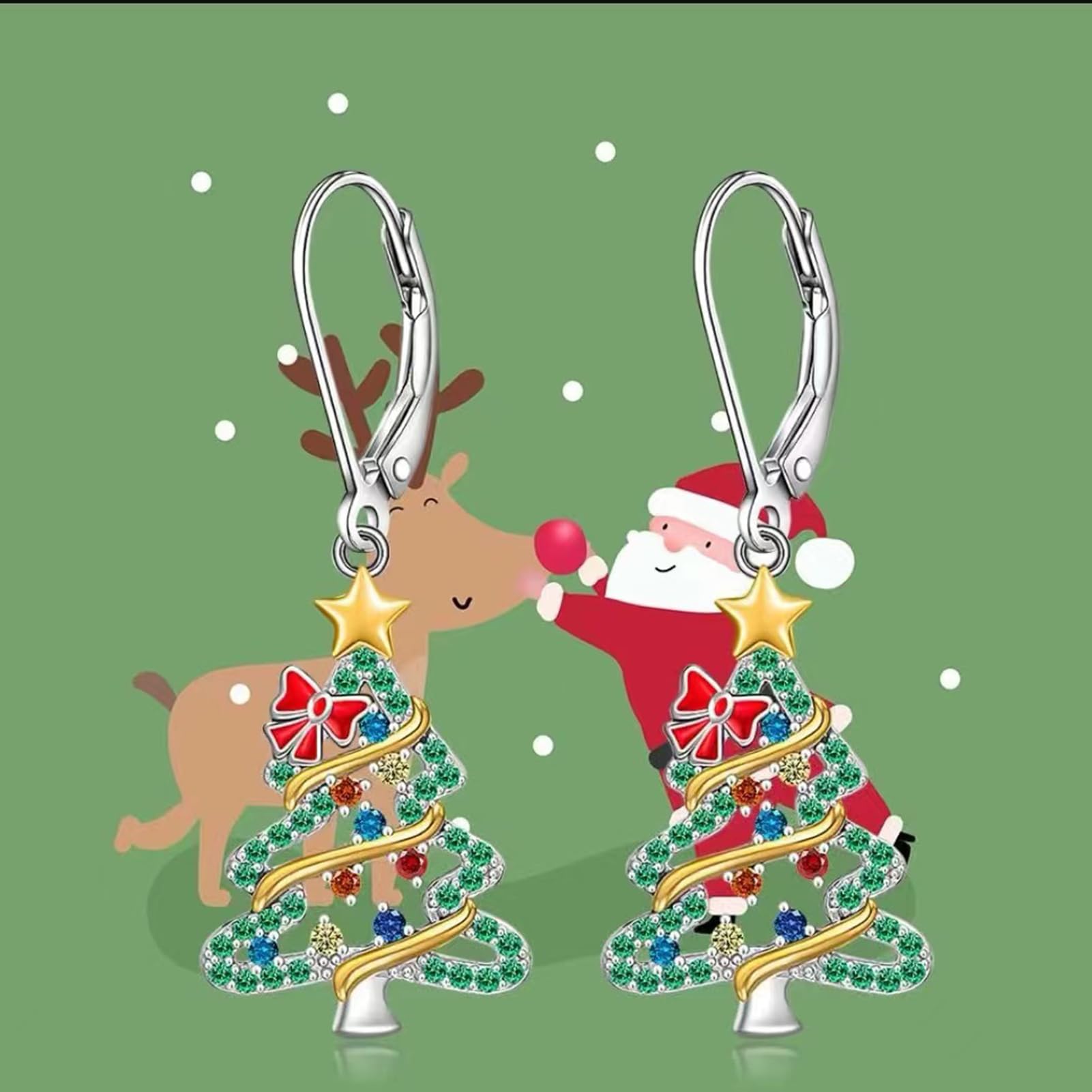 Kolczyki świąteczne dla kobiet, świąteczne kolczyki wiszące | Kolorowe kolczyki wiszące z kokardką Jingle Bell | Biżuteria z motywem bożonarodzeniowym, kolczyki wiszące Kolczyki sztyfty na