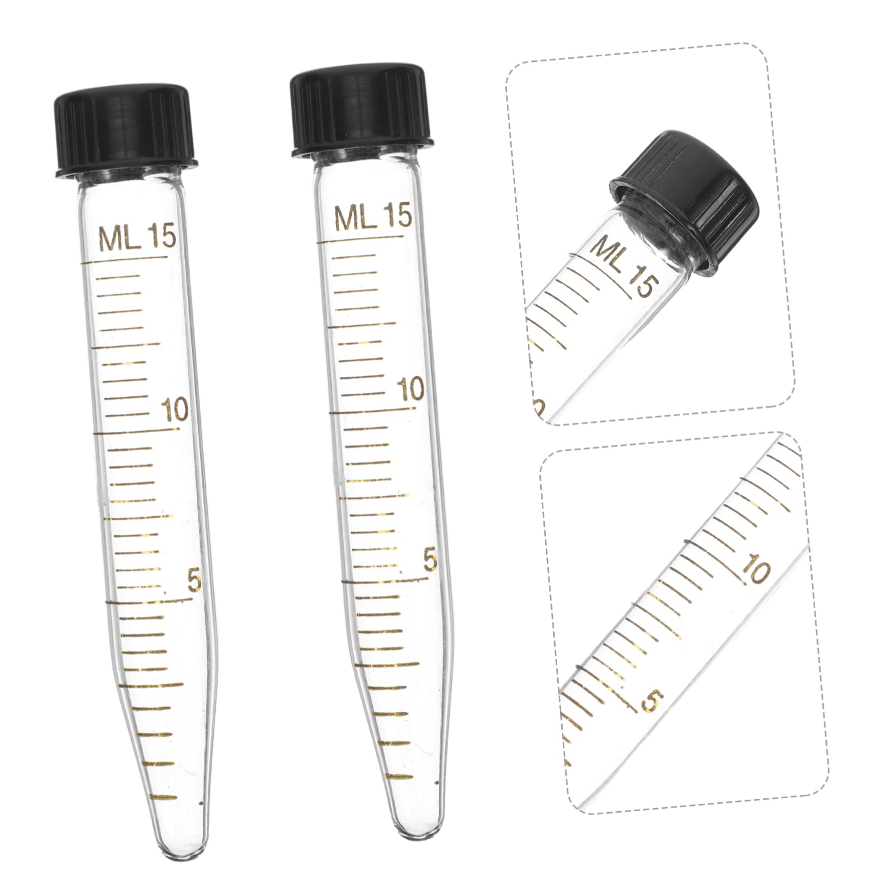 VILLCASE 10 Pezzi Provette Centrifuga Coniche in Vetro da 15ml con Tappo a Vite, Area Scrittura Bianca Indelebile, per Laboratorio e Analisi Molecolari