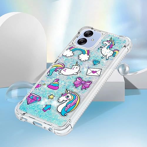 Miniatura 5 de Samsung A04E - Carcasa de TPU suave y transparente con diseño de dibujos animados creativos de arenas movedizas con cubierta líquida brillante que