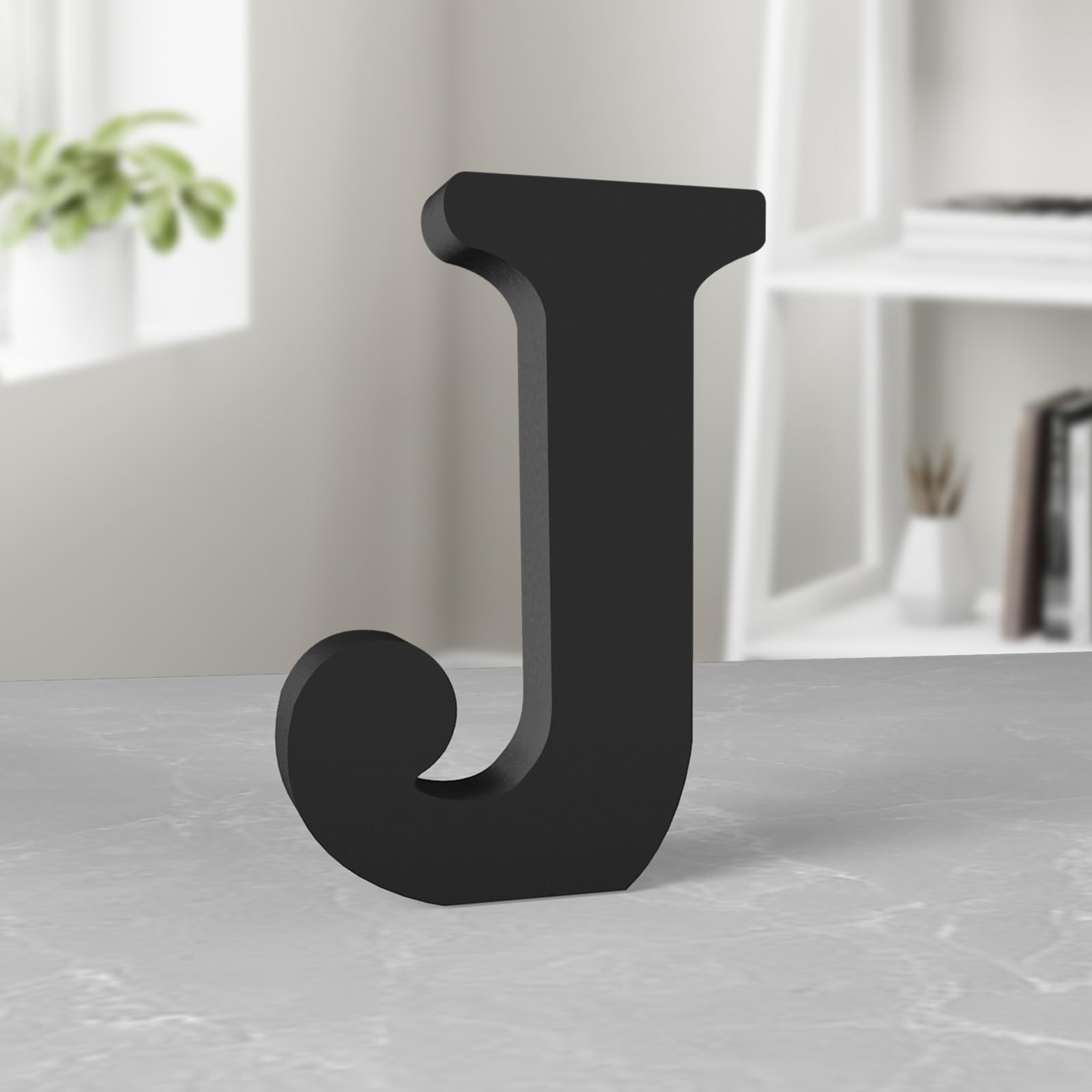 Aruatu 8 Inch Black Wood Letters Unfinished Wood Letter for Wall Decor Decorative Standing Letter Large Letters for wall Decoration for Craft Home Party Projects (J)