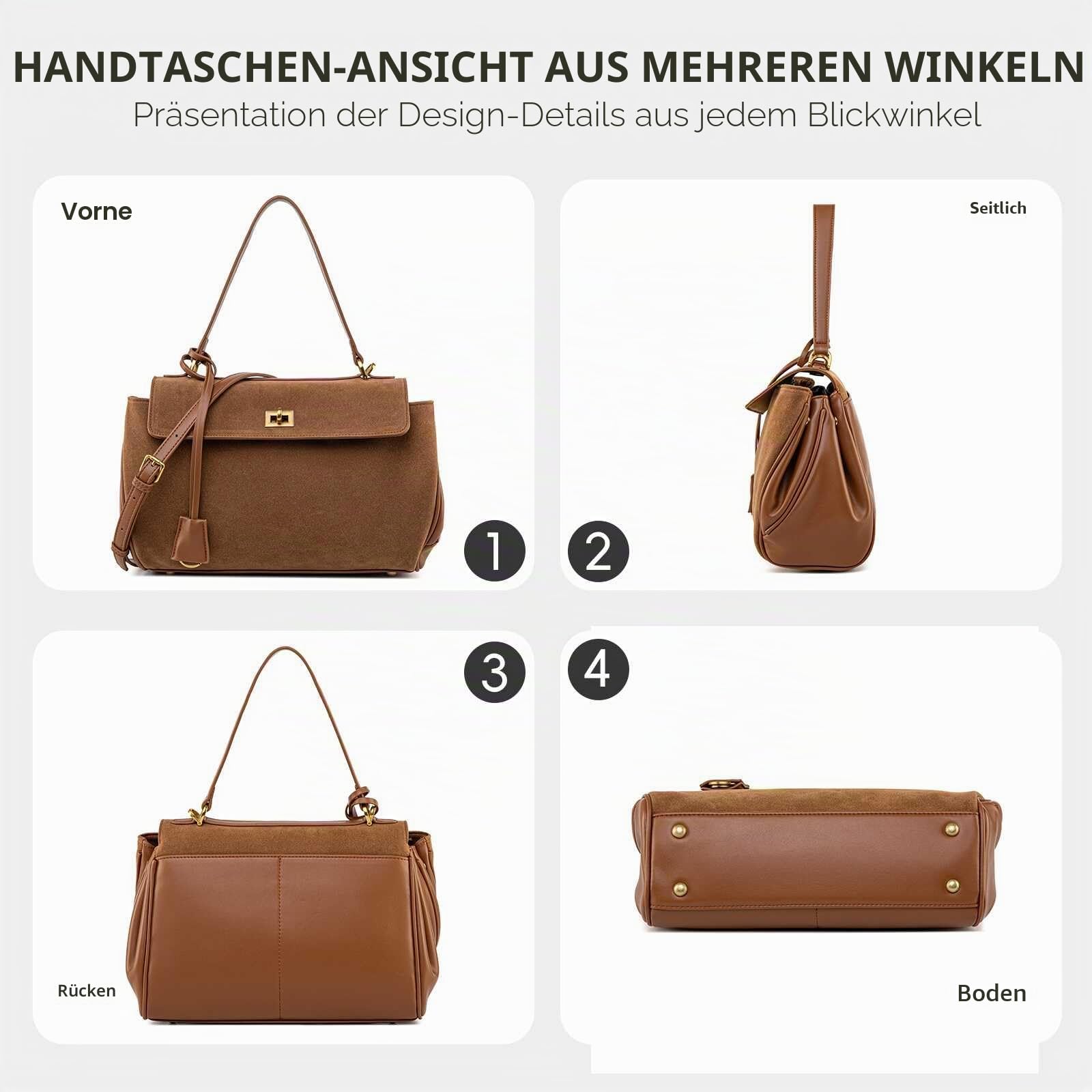 Tragetasche aus Wildleder und Leder, weiches Leder, Schulterhandtaschen für Damen, Umhängetasche für Reisen, Arbeit