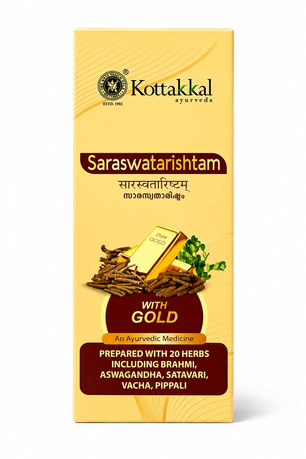 Saraswatarishtam - Ayurvedic Herbal Liquid Tonic with Gold | Traditional Fermented Herbal Formula | Supports Mental Wellness, Focus & Overall Well-Being (450 Ml)-image-40