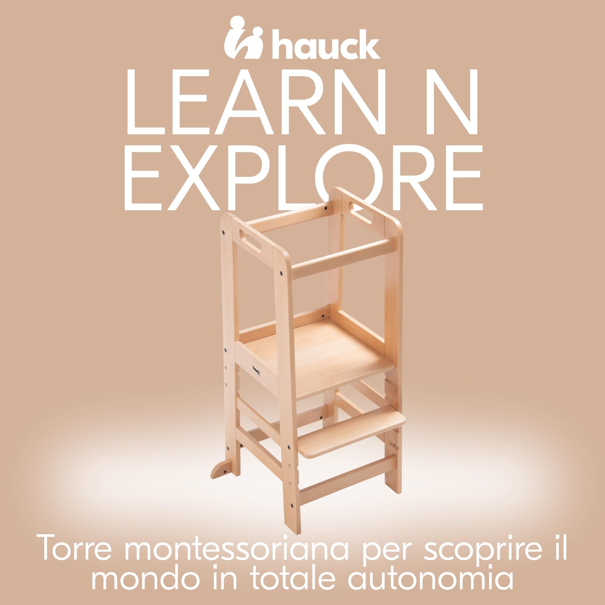 Torre Montessoriana Bambini 1 Anno 40 kg Legno Faggio Regolabile Altezza