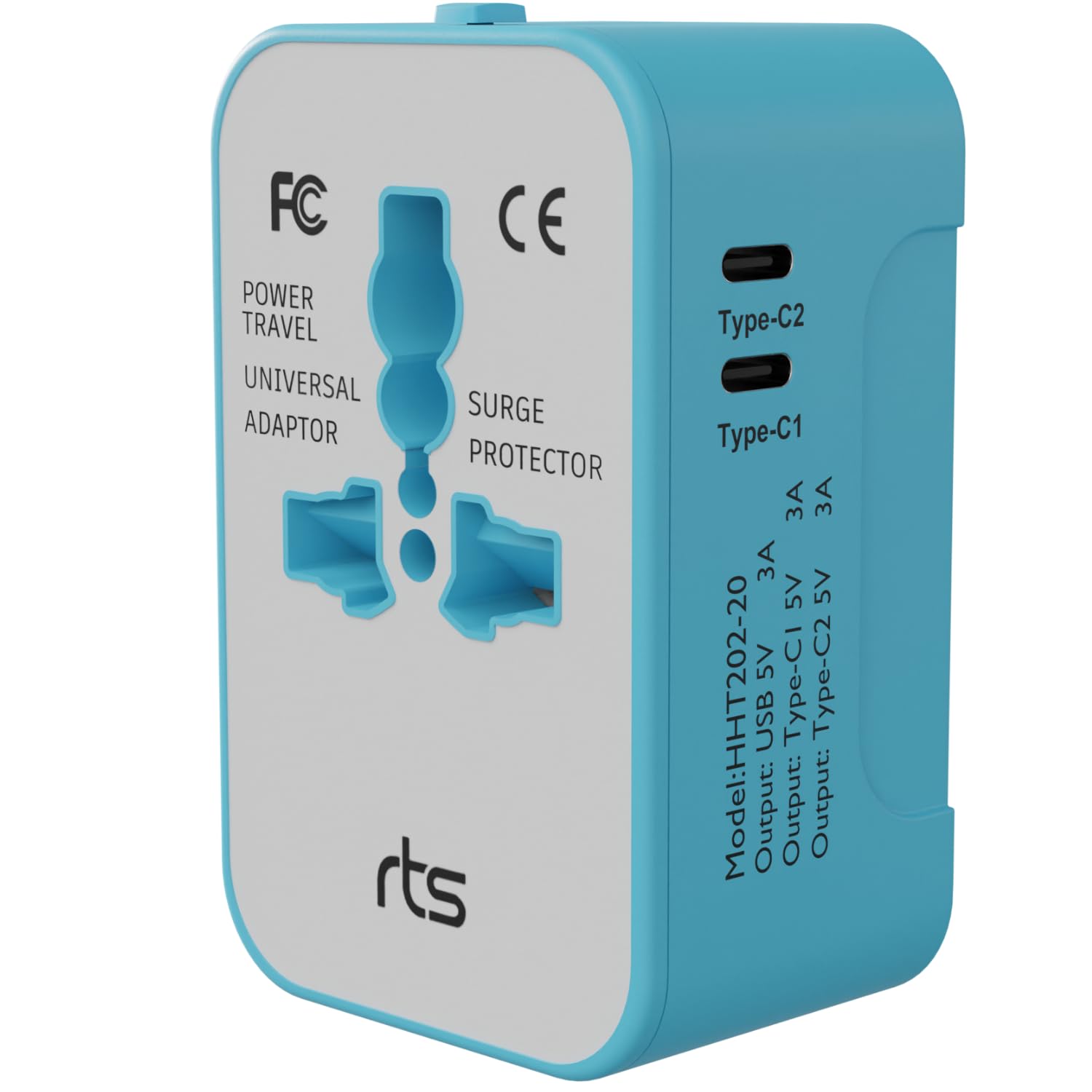 rts Universal Travel Adapter, (Dual Type C) 2 Type C 1 USB Plug International All in One Worldwide Travel Power Plug Adapter Suitable for 200+ Countries Wall Charger for USA EU UK AUS European — Amazon image 2