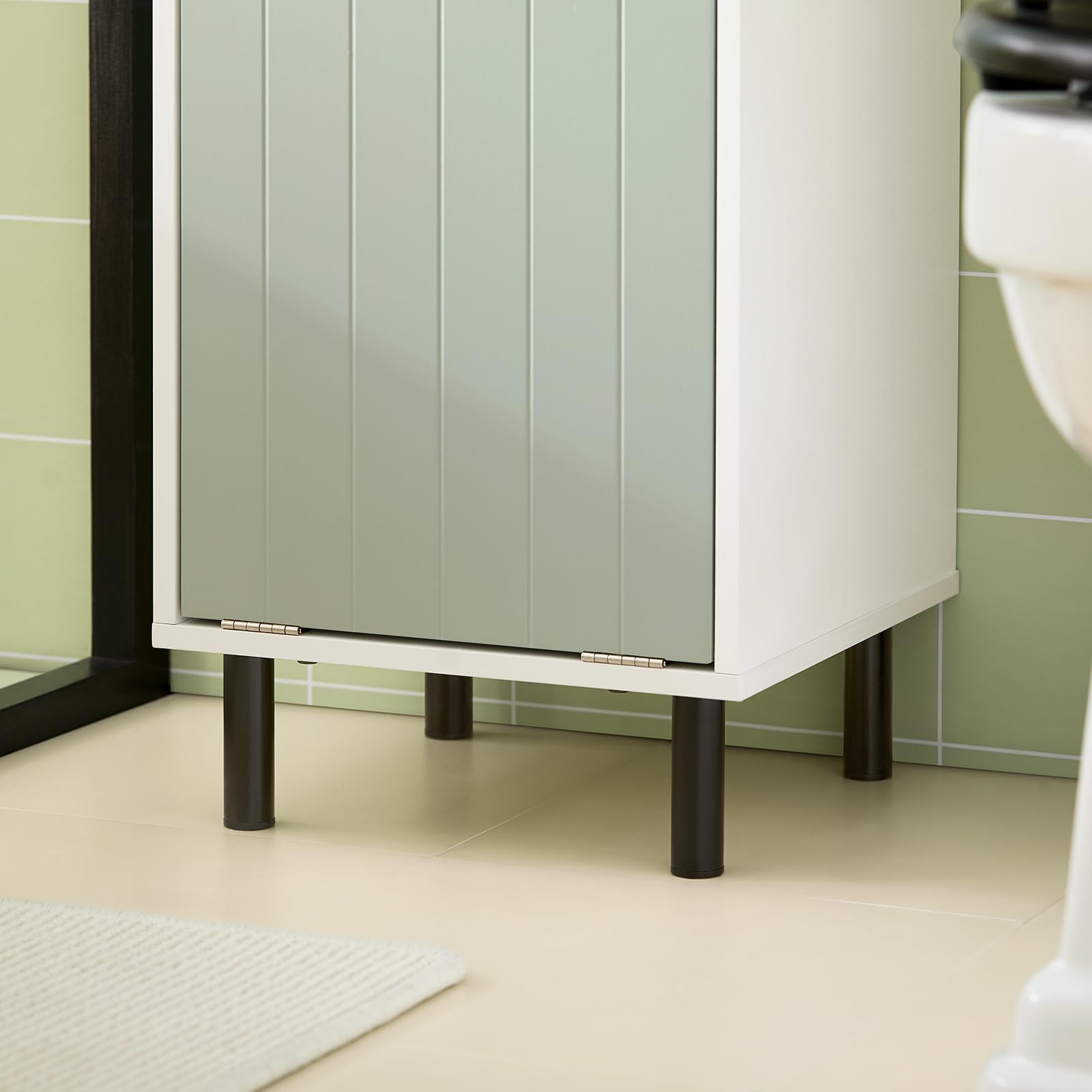 SoBuy Mobile Alto Bagno Salvaspazio con Sacco Portabiancheria