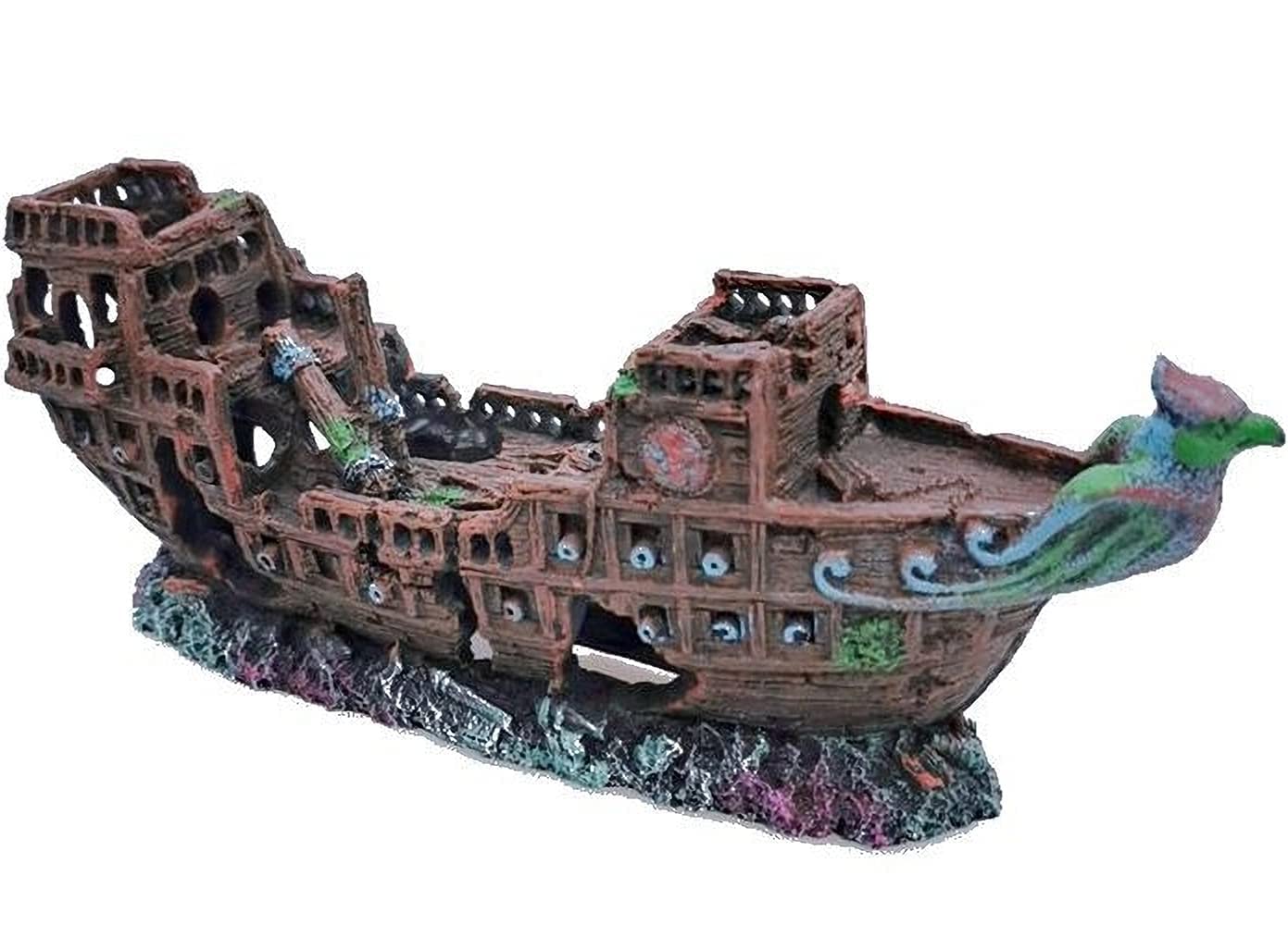 Aquarium Decorations, Aquarium Pirate Ship Decorations Fish Tank Ornaments Resin Material Shipwreck Decorations, Eco-Friendly for Freshwater Saltwater Aquarium Fish Tank Decor Sunken Ship