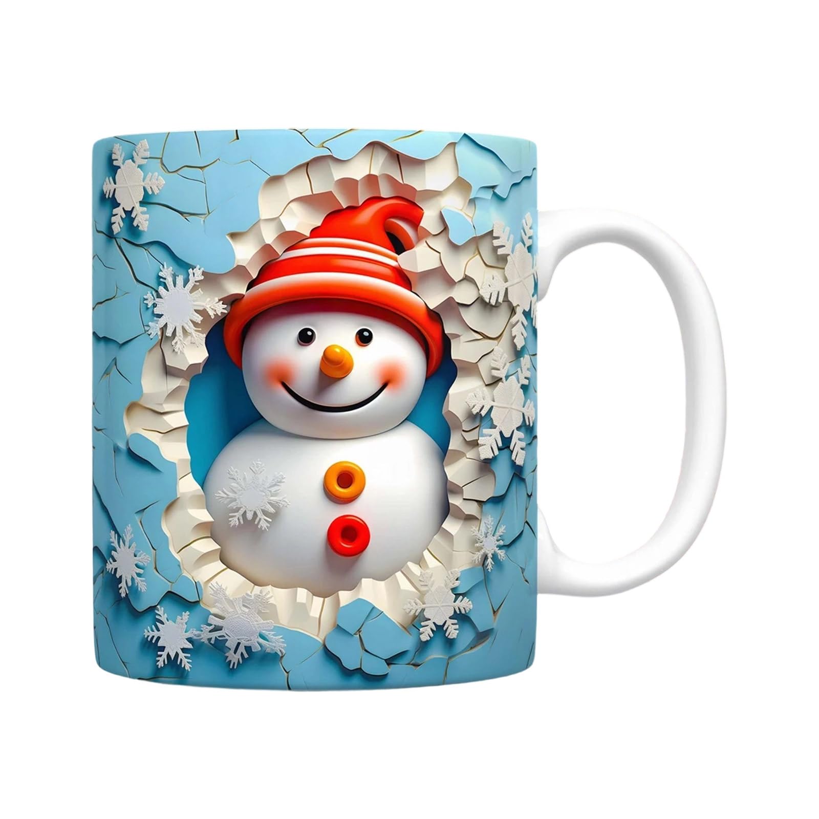 Xjdzineq Snowman Decorated Ceramic Mugs 350ml Dishwasher Safe Perfect for Teas Coffee Cocoas Snowman Christmas Ceramic Mugs