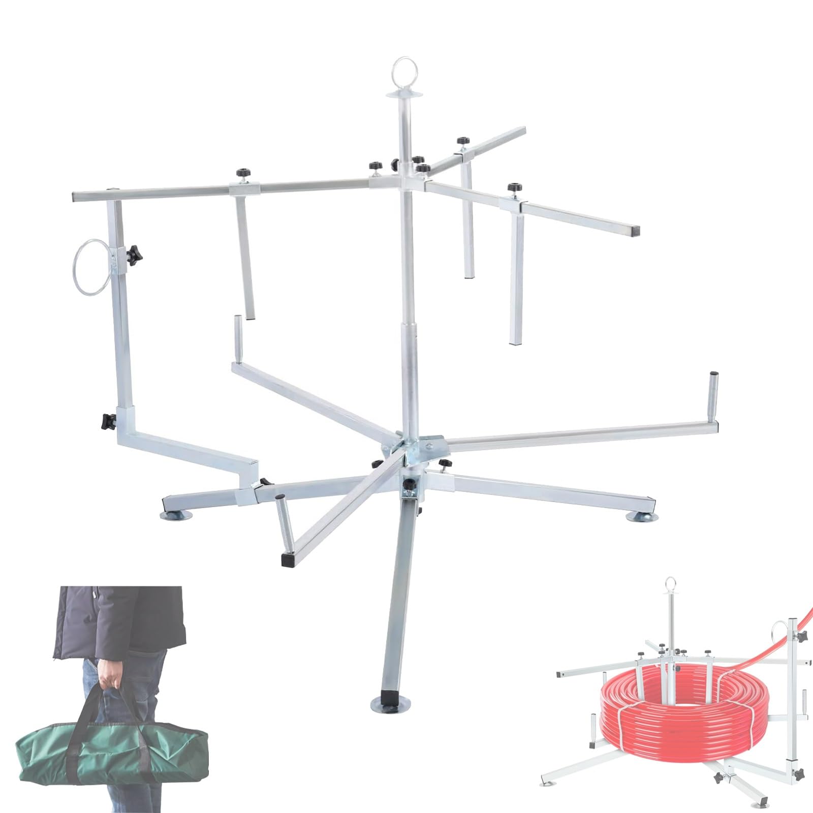 Distributore di bobine per tubi resistenti, sbobinatore regolabile per riscaldamento a pavimento, tubi dell'acqua, cavi, bobine, design con cuscinetto ad alto carico