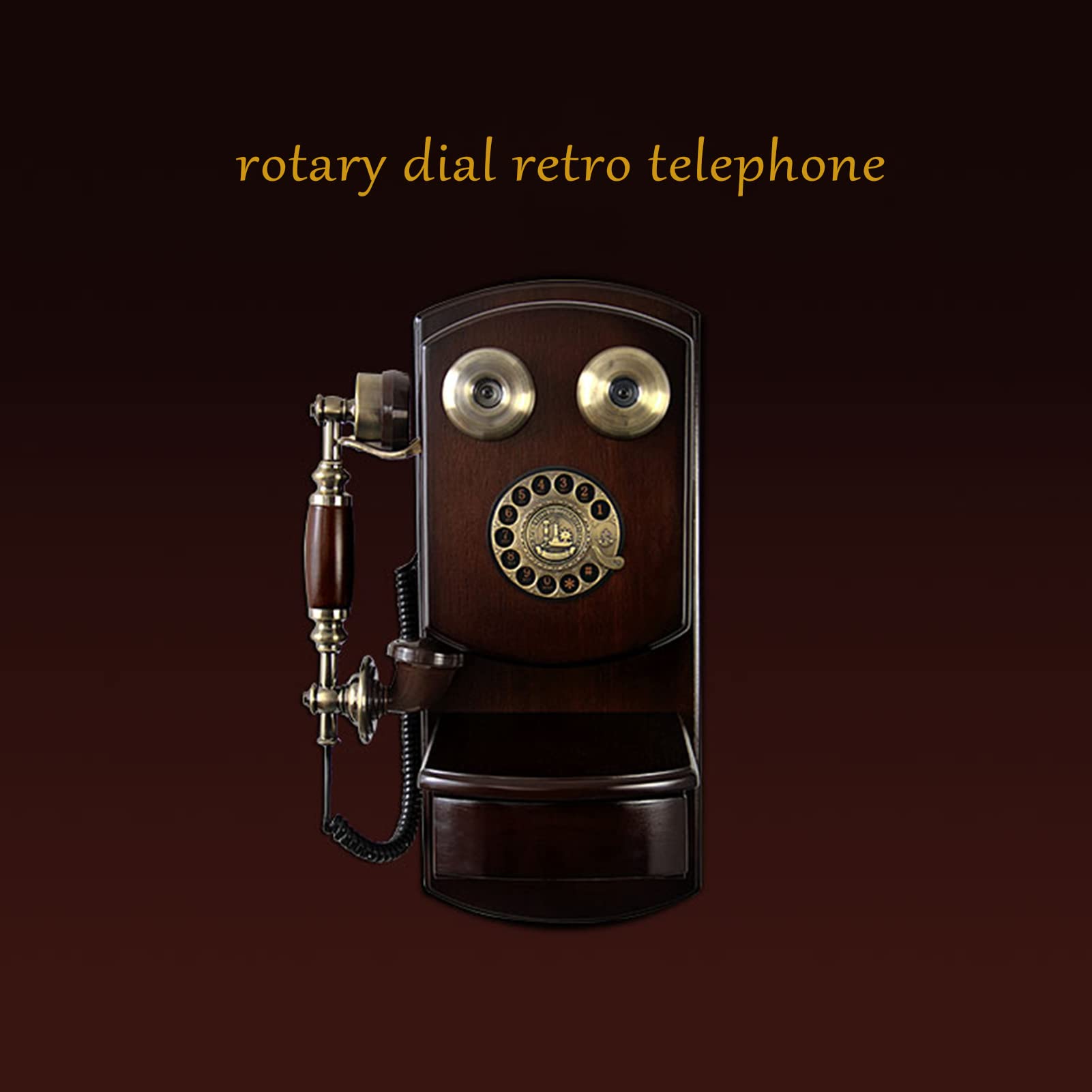 Telefono con Filo retrò Montato A Parete per La Casa, Telefono Fisso retrò in Legno, Telefono con Manopola Rotante Classico Vecchio Stile con Funzione Vivavoce E Ricomposizione