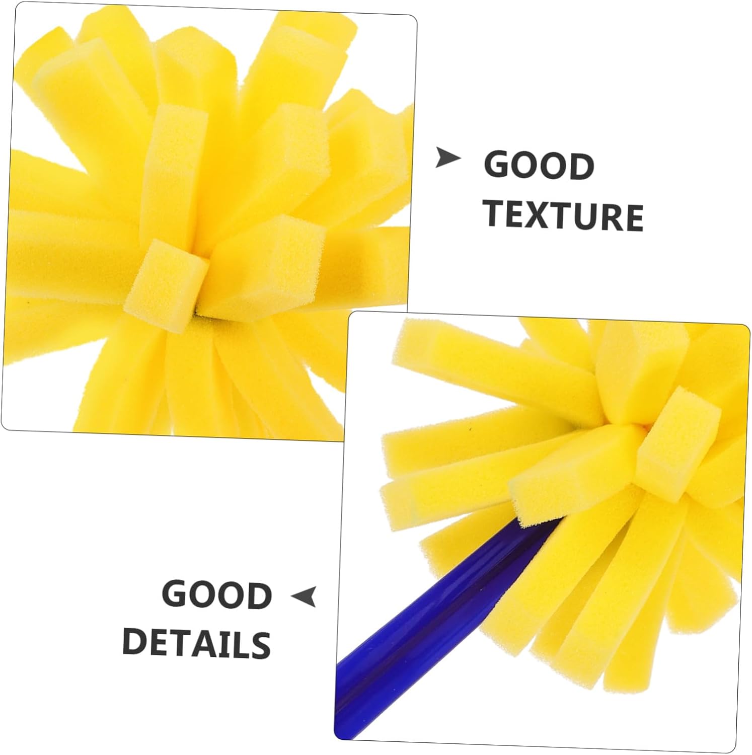 TEHAUX 10pcs Sponge Paint Brushes Set with Long Plastic Handles, Textured Foam Applicators for Acrylic Painting Crafts and DIY Art Projects