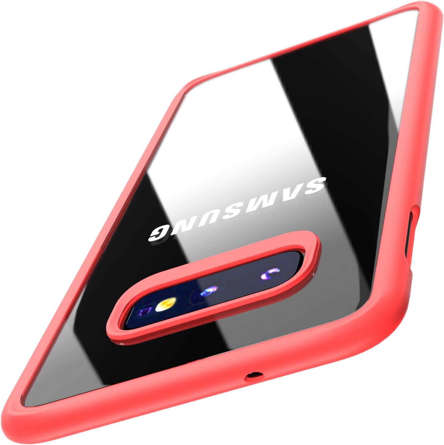 TOZO for Samsung Galaxy S10e Case 5.8 Inch (2019) Hybrid PC+TPU Soft Grip Matte Finish Clear Back Panel Cover for Samsung Galaxy S10e with Red Edge