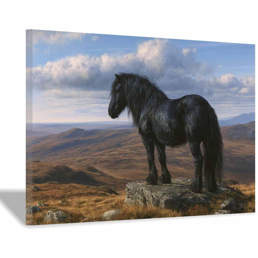 Toile peinture poneys sauvages montagne mur art salon 70x100cm - 7