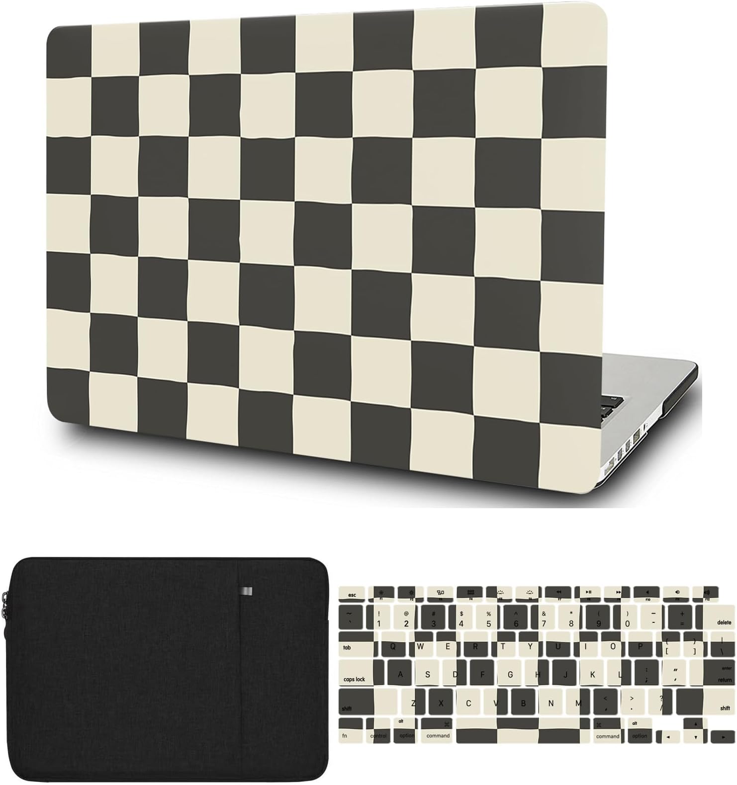 Case Compatible with MacBook Air 13 inch Case 2017 2016 2015 2014 2013 2012 2011 2010 Model A1466 A1369, Plastic Hard Shell Case Cover & Keyboard Cover Skin & Sleeve Bag, Beige & Black