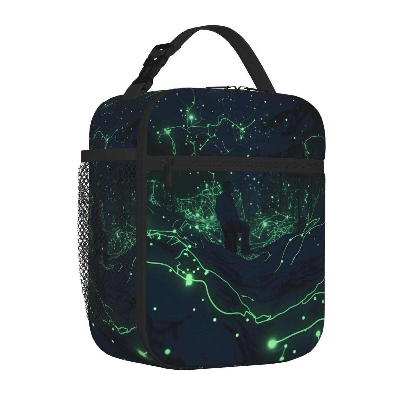 UNIONDInsulated Lunch Bag With Side Pocket Durable Glow In The Dark Lunch Box For Women Reusable Lunch Tote Bag