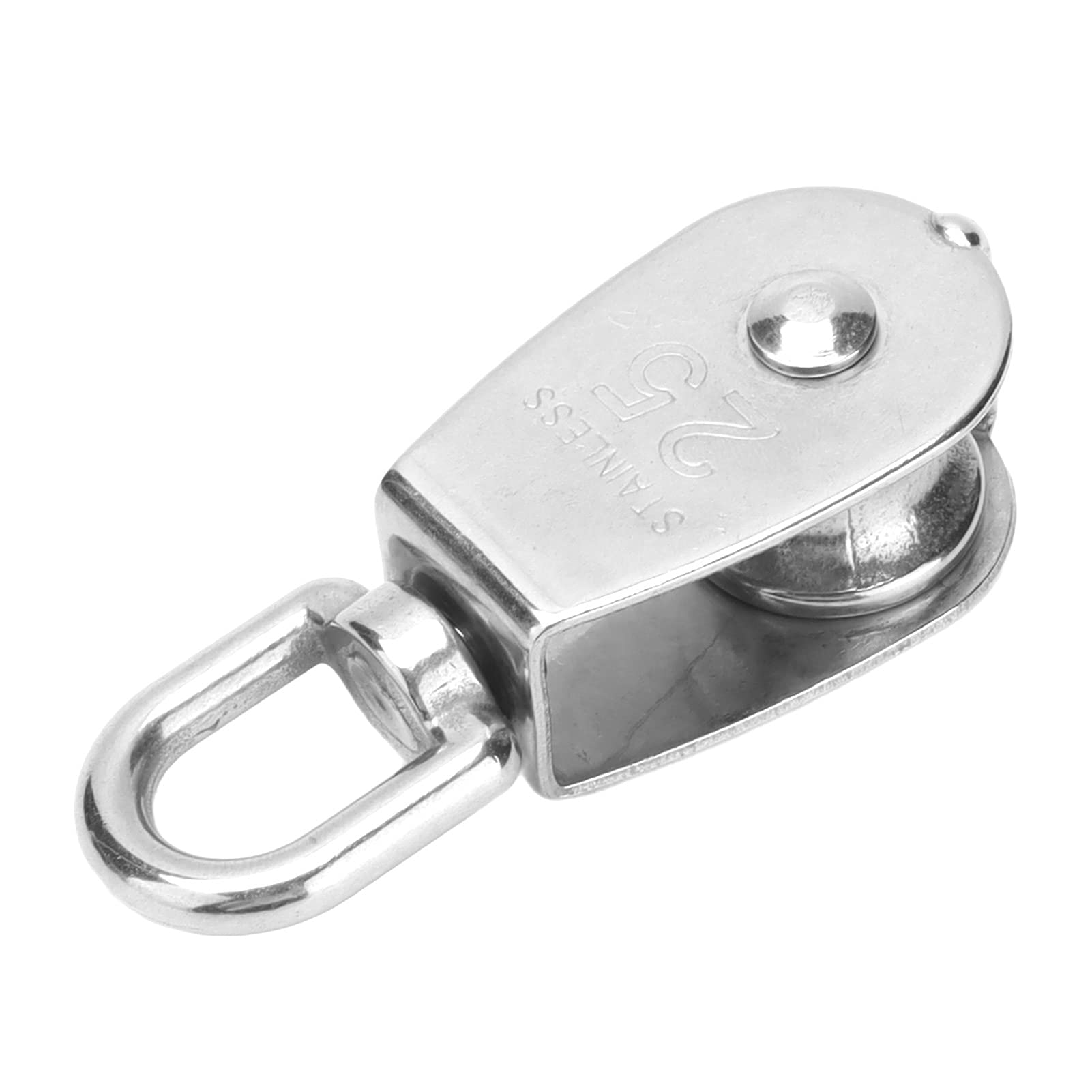 Bloque de polea resistente de acero inoxidable para cuerda de alambre de elevación con gancho de suspensión, rueda de remolque de 10 piezas (M25) y versátil para aparejos de elevación y remolques