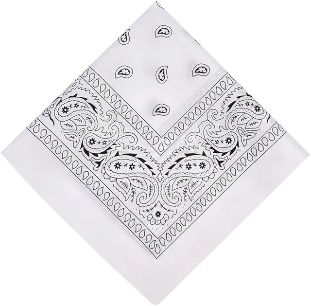Bandana Blanc Classique - Foulard Carré Polyvalent 55x55cm pour Homme et Femme