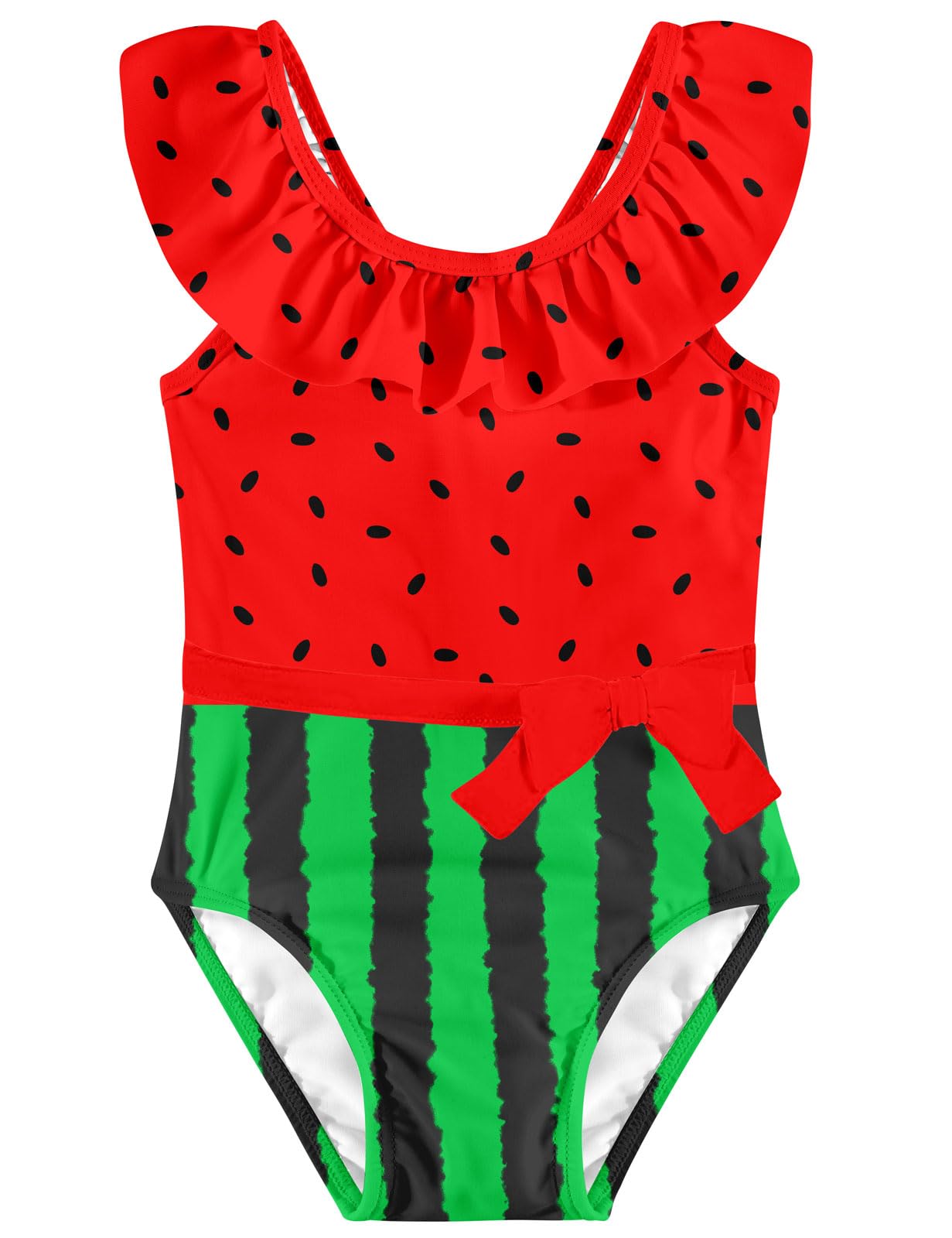 Girls One Piece Swimsuits Toddler Cute Ruffle Bathing Suits Quick Dry Beach Swimwear Size 2-7 Years