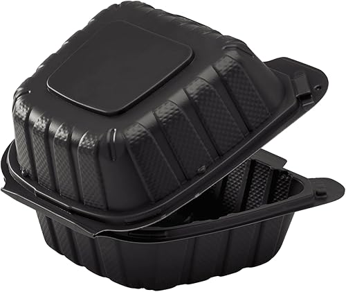 Miniatura 5 de KARAT EARTH KE-HC66MFPP-1CB 6 pulgadas x 6 pulgadas Contenedor con bisagras PP relleno mineral, 1 compartimiento - Negro