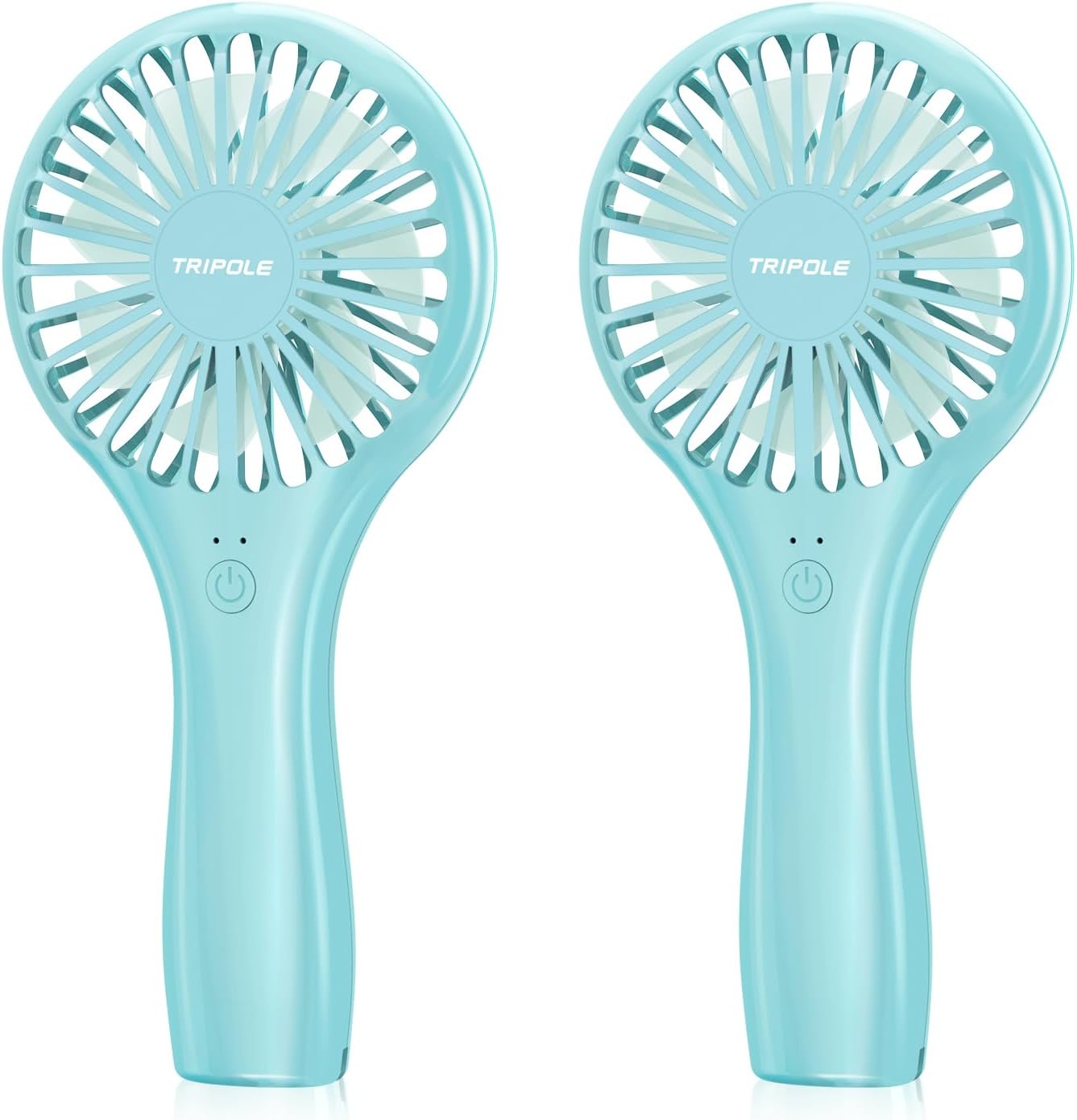 2 Pack Handheld Mini Portable Fans Blue, Rechargeable Battery Operated Small Fan for Outdoor Travel Kids Trip, Cute Design Powerful Personal Lash Dryer for Makeup Eyelash Extensions