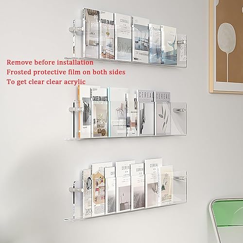 Miniatura 3 de WANLIAN Paquete de 3 soportes para revistas, soporte para folleto de pared, estantería colgante para revistas, estante de almacenamiento de