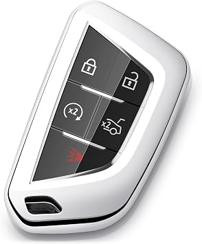 Compatible with Cadillac Key Fob Cover for Cadillac CT4 CT5 Lyriq Escalade Esv Optiq Vistiq Key Fob 2020-2026 Silver Accessories