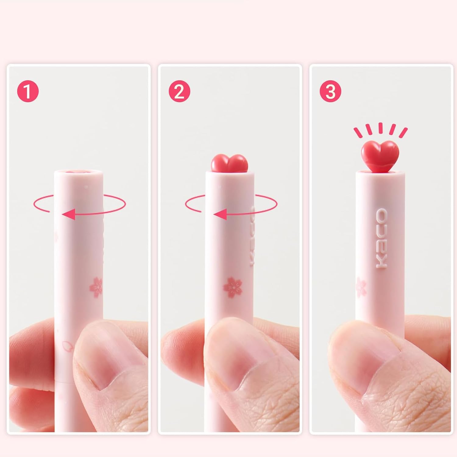 الرائد - اقلام جل لطيفة قابلة للسحب من تزويق، تصميم قلب مع 4 ع... - view 3