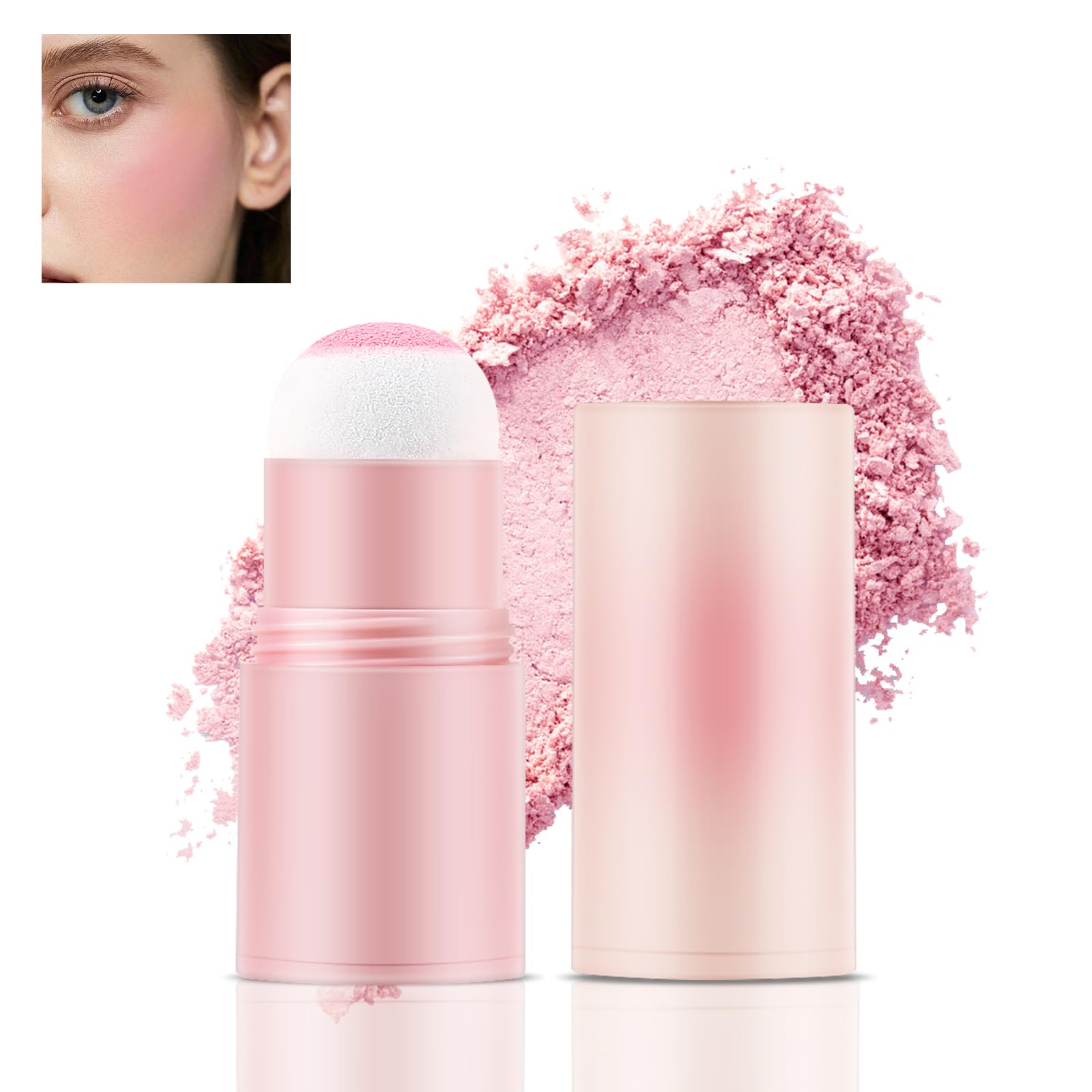 Boobeen Colorete en barra, colorete en barra con aplicador, colorete cremoso y suave para mejillas, labios y ojos, crea un acabado mate natural
