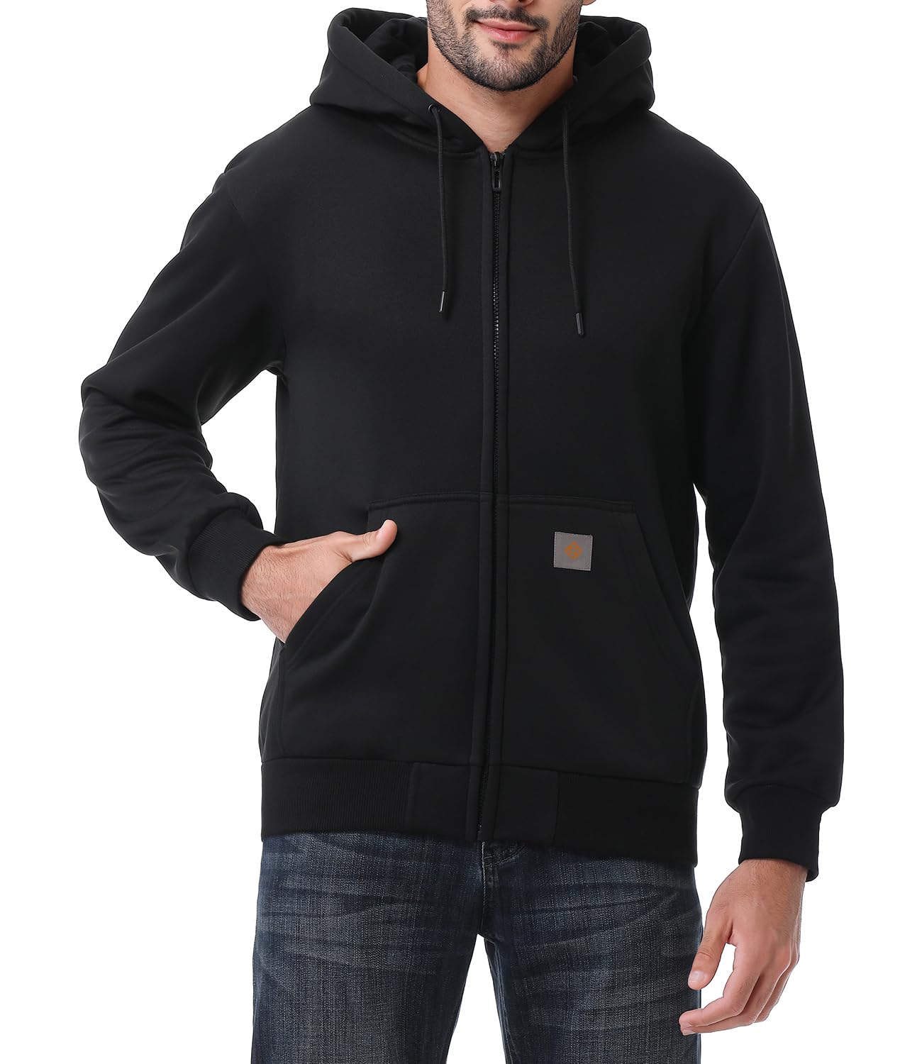 Men's Loose Fit Heavyweight Full Zip Fleece-Lined Hoodie Sweatshir