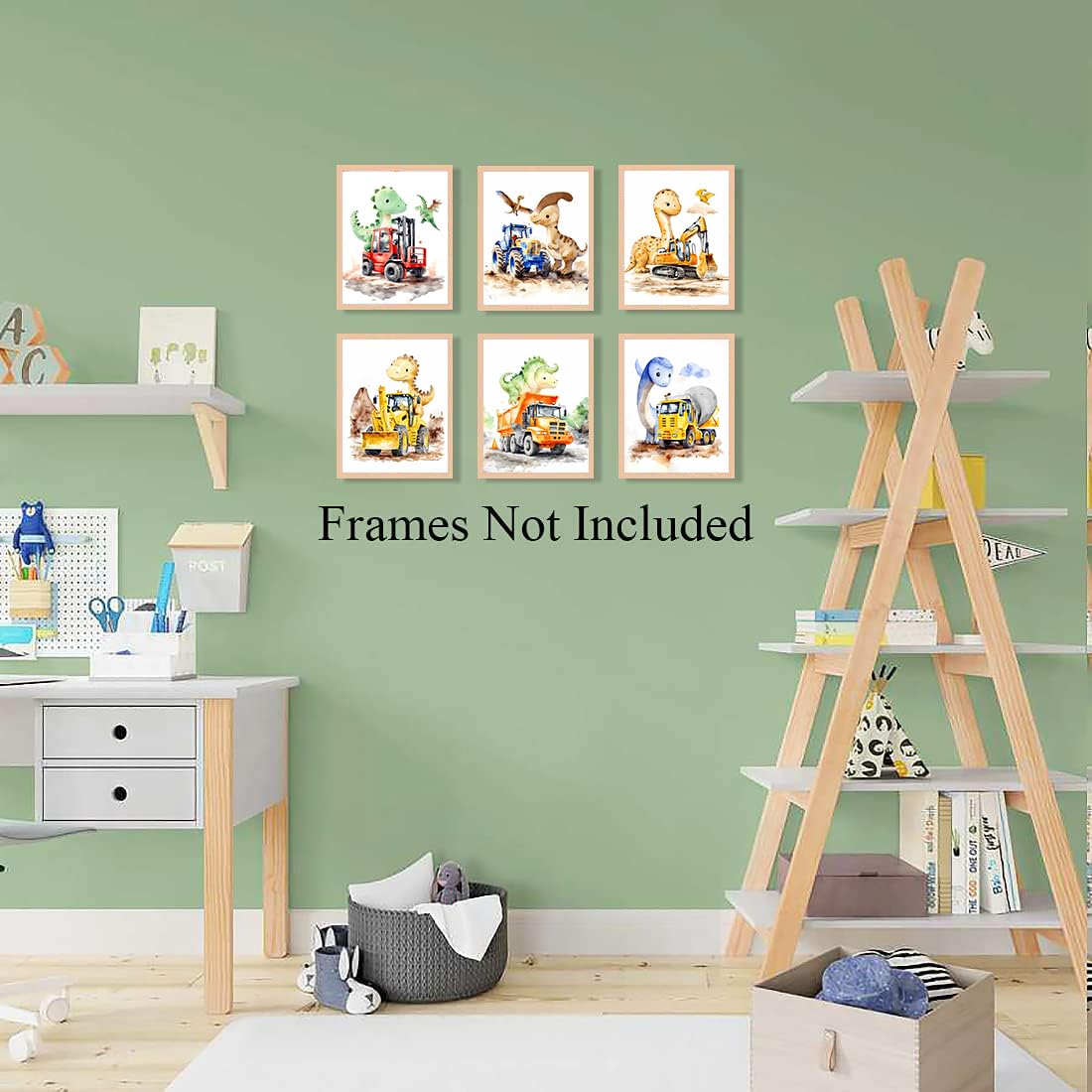 Dinosaur Truck Canvas Wall Art Set Of 6 - 8x10 Inch Unframed Posters For Boy's Room, Nursery, Playroom, Classroom Decor - View #4